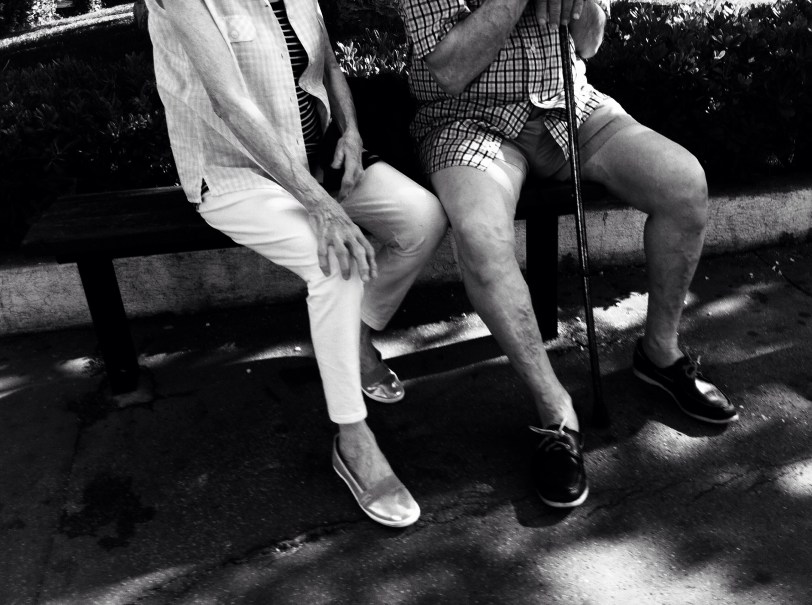 Five Hundred Yards -- Paul Conneally Cannes 2016 an elderly couple sit on a bench on La Croisette Cannes France - photograph by Paul Conneally 2016