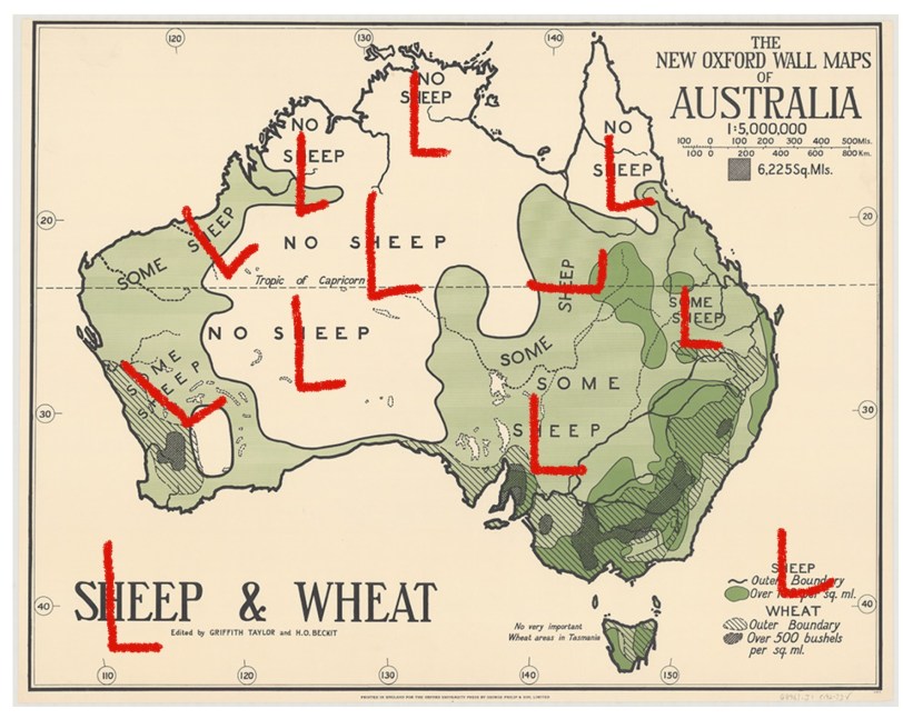 Map of Australia made into fine art print by artist Paul Conneally